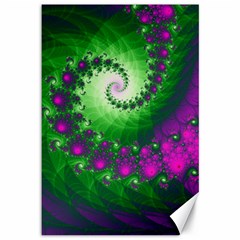 Fractal Spiral Purple Art Green Art Canvas 12  X 18  by Proyonanggan