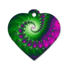 Fractal Spiral Purple Art Green Art Dog Tag Heart (two Sides) by Proyonanggan