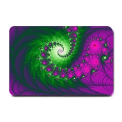 Fractal Spiral Purple Art Green Art Small Doormat by Proyonanggan