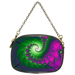 Fractal Spiral Purple Art Green Art Chain Purse (one Side) by Proyonanggan