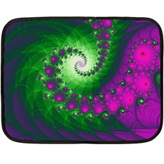 Fractal Spiral Purple Art Green Art Two Sides Fleece Blanket (mini) by Proyonanggan