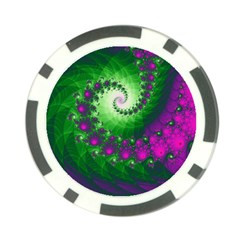 Fractal Spiral Purple Art Green Art Poker Chip Card Guard (10 Pack) by Proyonanggan