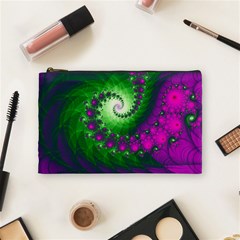 Fractal Spiral Purple Art Green Art Cosmetic Bag (medium) by Proyonanggan