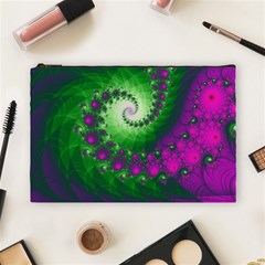 Fractal Spiral Purple Art Green Art Cosmetic Bag (large) by Proyonanggan