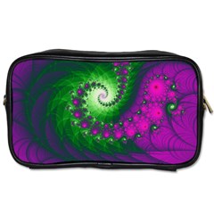 Fractal Spiral Purple Art Green Art Toiletries Bag (one Side) by Proyonanggan