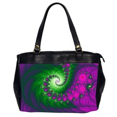 Fractal Spiral Purple Art Green Art Oversize Office Handbag (2 Sides) by Proyonanggan