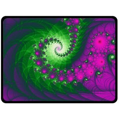 Fractal Spiral Purple Art Green Art Fleece Blanket (large) by Proyonanggan