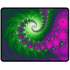 Fractal Spiral Purple Art Green Art Fleece Blanket (medium) by Proyonanggan