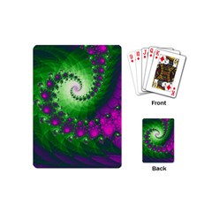 Fractal Spiral Purple Art Green Art Playing Cards Single Design (mini)