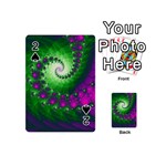 Fractal Spiral Purple Art Green Art Playing Cards 54 Designs (Mini) Front - Spade2