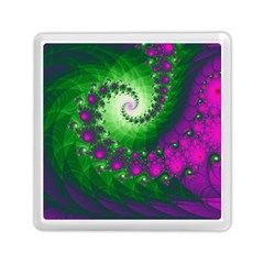 Fractal Spiral Purple Art Green Art Memory Card Reader (square) by Proyonanggan