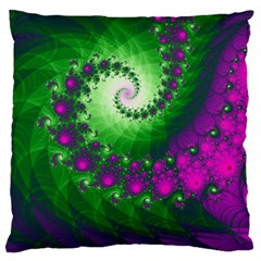 Fractal Spiral Purple Art Green Art Large Cushion Case (one Side) by Proyonanggan