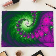 Fractal Spiral Purple Art Green Art Cosmetic Bag (xxl) by Proyonanggan