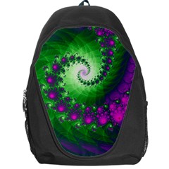 Fractal Spiral Purple Art Green Art Backpack Bag by Proyonanggan