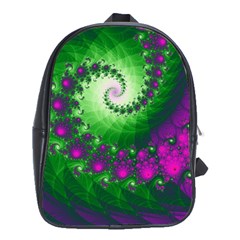 Fractal Spiral Purple Art Green Art School Bag (xl) by Proyonanggan