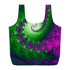 Fractal Spiral Purple Art Green Art Full Print Recycle Bag (l) by Proyonanggan