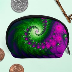 Fractal Spiral Purple Art Green Art Accessory Pouch (large) by Proyonanggan