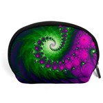 Fractal Spiral Purple Art Green Art Accessory Pouch (Large) Front