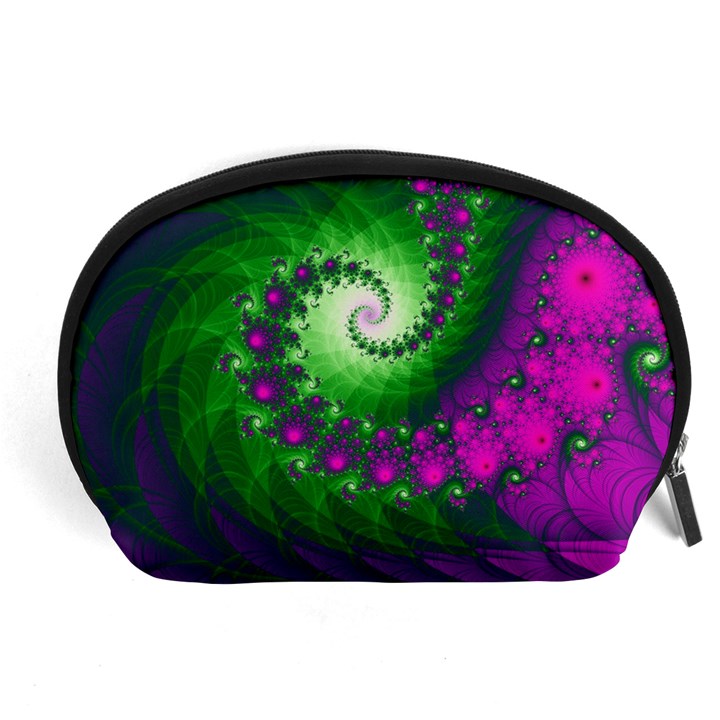 Fractal Spiral Purple Art Green Art Accessory Pouch (Large)