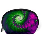 Fractal Spiral Purple Art Green Art Accessory Pouch (Large) Back