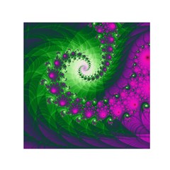 Fractal Spiral Purple Art Green Art Square Satin Scarf (30  X 30 ) by Proyonanggan