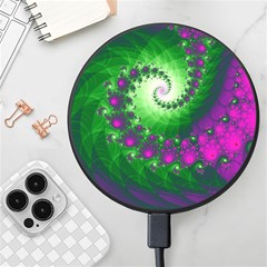 Fractal Spiral Purple Art Green Art Wireless Fast Charger(black) by Proyonanggan