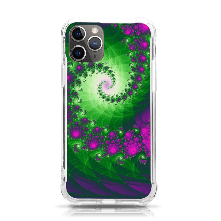 Fractal Spiral Purple Art Green Art iPhone 11 Pro 5.8 Inch TPU UV Print Case