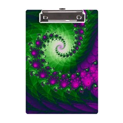 Fractal Spiral Purple Art Green Art A5 Acrylic Clipboard by Proyonanggan