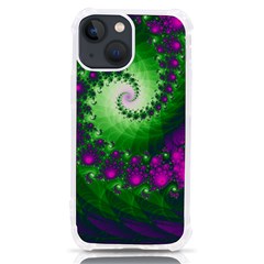 Fractal Spiral Purple Art Green Art Iphone 13 Mini Tpu Uv Print Case by Proyonanggan