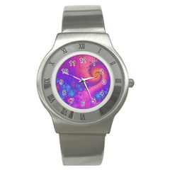 Fractal Art Artwork Magical Purple Stainless Steel Watch by Proyonanggan