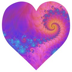 Fractal Art Artwork Magical Purple Wooden Puzzle Heart by Proyonanggan