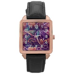 Abstract African Art Backdrop Rose Gold Leather Watch 