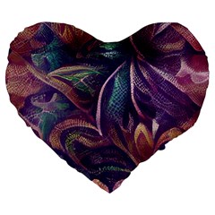 Abstract African Art Backdrop Large 19  Premium Flano Heart Shape Cushions