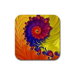 Fractal Spiral Bright Colors Rubber Coaster (square) by Proyonanggan