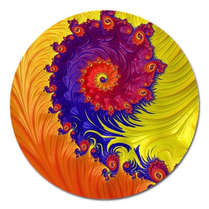 Fractal Spiral Bright Colors Magnet 5  (Round)