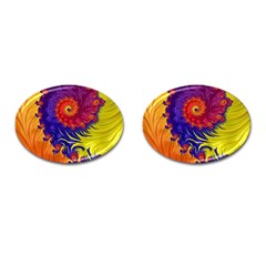 Fractal Spiral Bright Colors Cufflinks (oval) by Proyonanggan