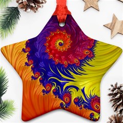 Fractal Spiral Bright Colors Star Ornament (two Sides)