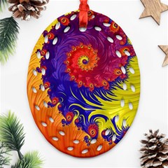 Fractal Spiral Bright Colors Oval Filigree Ornament (two Sides)