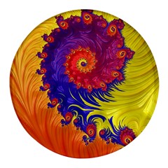 Fractal Spiral Bright Colors Round Glass Fridge Magnet (4 Pack)