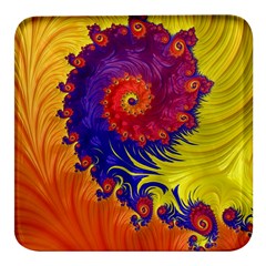 Fractal Spiral Bright Colors Square Glass Fridge Magnet (4 Pack) by Proyonanggan