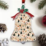 Pattern Seamless Metal Holly Leaf Bell Ornament Front