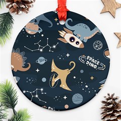 Space Theme Art Pattern Design Wallpaper Round Ornament (two Sides) by Proyonanggan