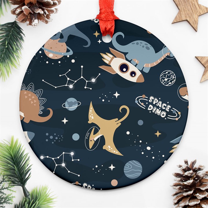 Space Theme Art Pattern Design Wallpaper Round Ornament (Two Sides)