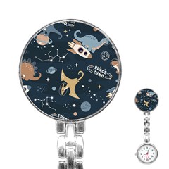 Space Theme Art Pattern Design Wallpaper Stainless Steel Nurses Watch by Proyonanggan