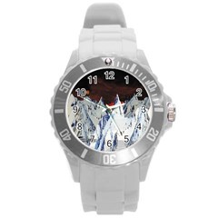 Abstract Painting Cold Temperature Snow Nature Round Plastic Sport Watch (l)