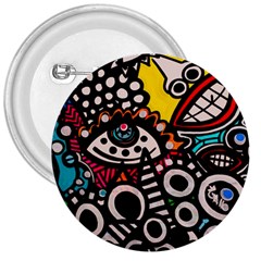 Multicolored Abstract Painting Colorful 3  Buttons