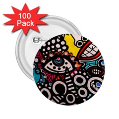 Multicolored Abstract Painting Colorful 2.25  Buttons (100 pack) 