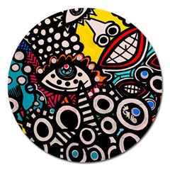 Multicolored Abstract Painting Colorful Magnet 5  (Round)