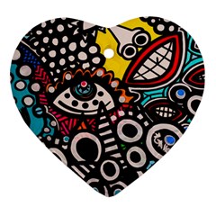 Multicolored Abstract Painting Colorful Heart Ornament (Two Sides)