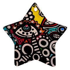 Multicolored Abstract Painting Colorful Star Ornament (Two Sides)